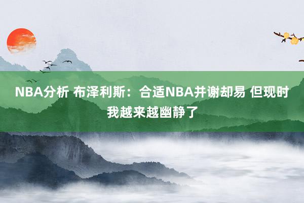 NBA分析 布泽利斯：合适NBA并谢却易 但现时我越来越幽静了